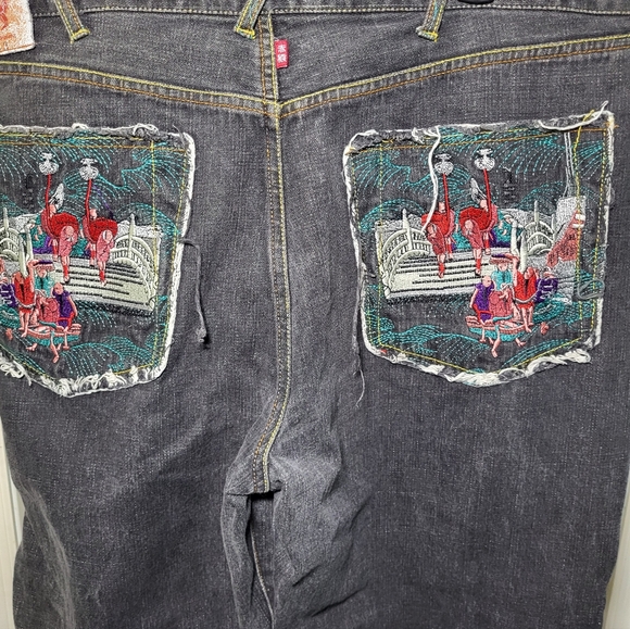 RMC Red Monkey Company Embroidered Jeans Martin Ksohoh Size 42 Statement Denim - Picture 3 of 11